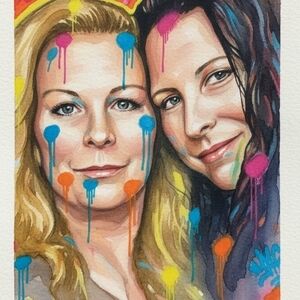 Colorful Drip Art Portrait Wall Decor